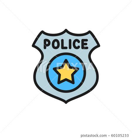 Police badge flat color icon. Isolated on white background 60105233