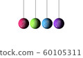 Set of the Christmas and New Year multicolored Balls and text 2020. on white background. Merry Christmas and a Happy New Year 60105311