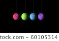 Set of the Christmas and New Year multicolored Balls and text 2020 on black background. Merry Christmas and a Happy New Year 60105314