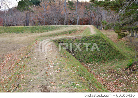拍攝深秋的北海道函館市函館古蹟四棱郭的照片 60106430