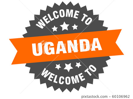 Uganda sign. welcome to Uganda orange sticker 60106962