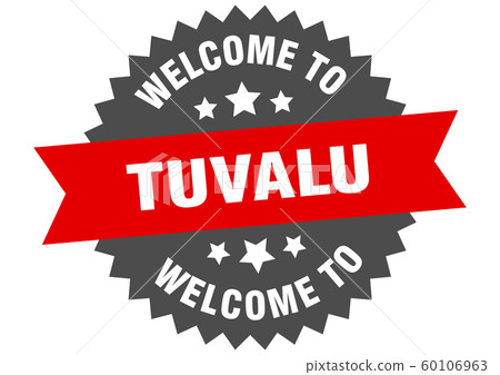 Tuvalu sign. welcome to Tuvalu red sticker 60106963