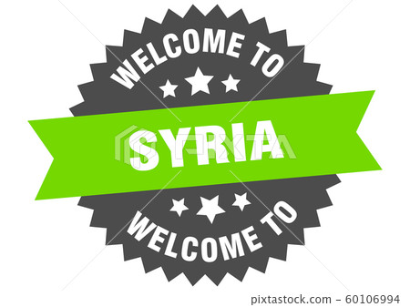 Syria sign. welcome to Syria green sticker 60106994