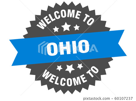 Ohio sign. welcome to Ohio blue sticker Ohio sign. welcome to Ohio blue sticker 60107237
