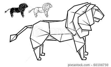 Image of paper lion origami (contour drawing). - Stock Illustration  [60108730] - PIXTA