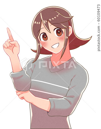 一個女孩指點的插圖 60109473