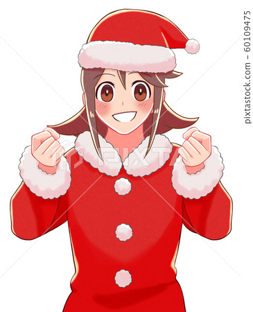 一個打扮成聖誕老人的女孩的插圖 60109475