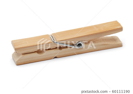Wooden clothespin isolated on white 60111190