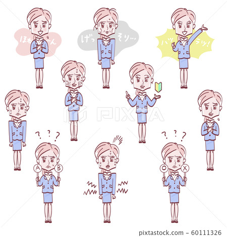 Various sets of facial expressions for women 60111326