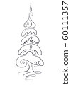 Hand drawn Christmas tree sketch. 60111357