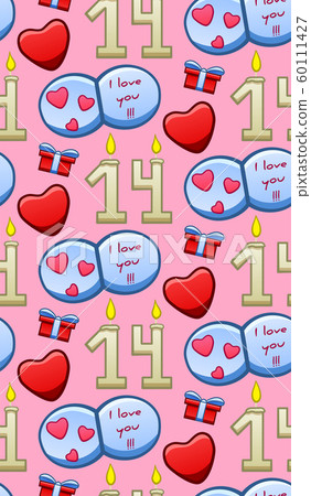 Saint Valentine's Day seamless pattern on pink Saint Valentine's Day seamless pattern on pink 60111427