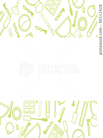 Copy space with makeup pattern in green lines 60111428
