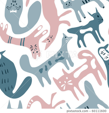 Vector seamless pattern with cats 60111600