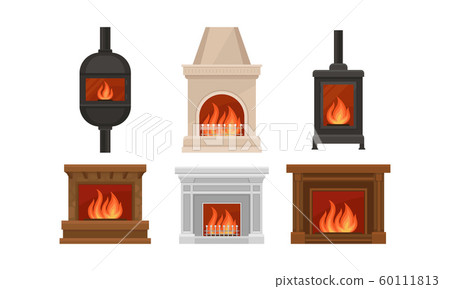 Set Of Fireplaces With Different Shapes And Design Vector Illustration Set Of Fireplaces With Different Shapes And Design Vector Illustration 60111813