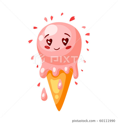 Cute ice cream in love. Valentine Day greeting card. Cute ice cream in love. Valentine Day greeting card. 60111990