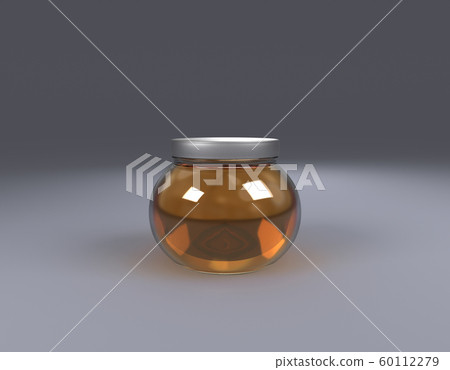 Glass honey Jar on sphere front view 60112279
