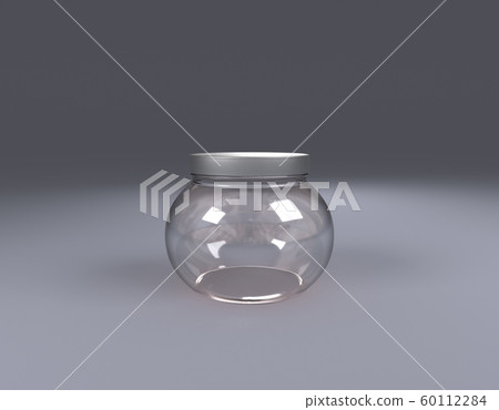 empty glass jar on front view empty glass jar on front view 60112284