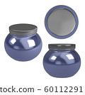 blue acrylic cosmetic jar with white background 60112291