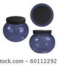 blue glass cosmetic jar white background 60112292