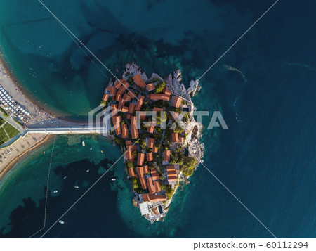 Aerial photo of Sveti Stefan island in Budva Aerial photo of Sveti Stefan island in Budva 60112294