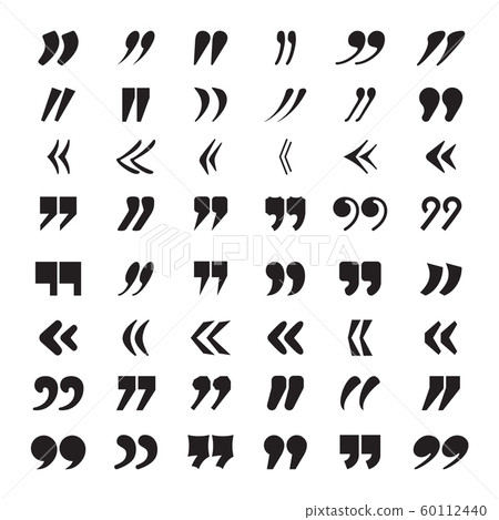 Quotation marks. Text block quote opinion or idea citation vector icons collection Quotation marks. Text block quote opinion or idea citation vector icons collection 60112440
