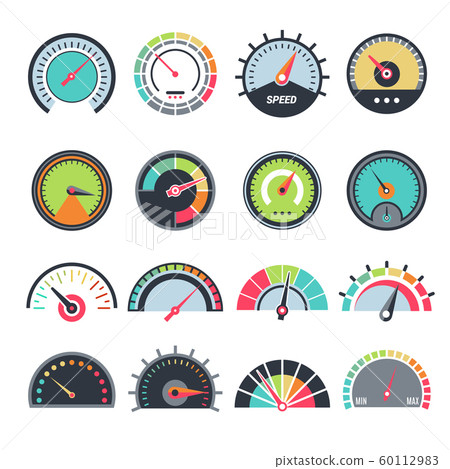 Level measure symbols. Speedometer guage indication fuel vector infographic symbols collection Level measure symbols. Speedometer guage indication fuel vector infographic symbols collection 60112983