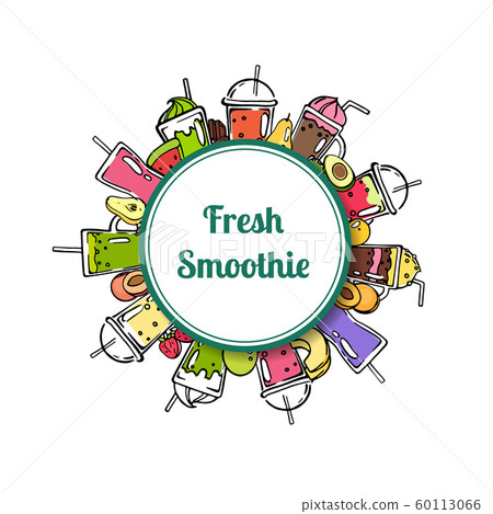 Vector doodle smoothie circle with place for text illustration 60113066