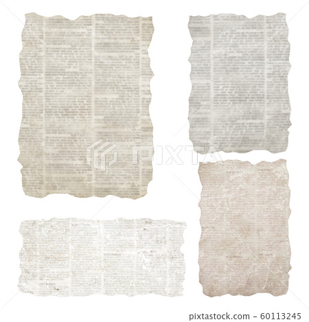 Set of torn newspaper pieces isolated on white 60113245