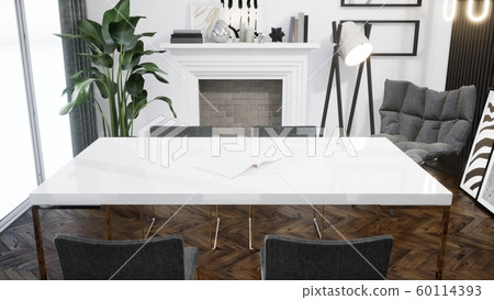 Modern design living room interior with beautiful view . 3D rendering 60114393