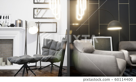 Modern design living room interior with beautiful view . 3D rendering Modern design living room interior with beautiful view . 3D rendering 60114400