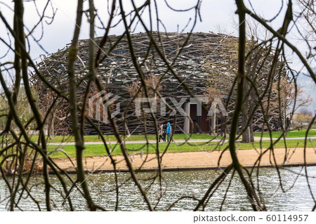Storks Nest riding arena covered with wood resembling a giant birds nest, Czech Republic Storks Nest riding arena covered with wood resembling a giant birds nest, Czech Republic 60114957