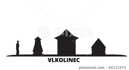 Slovakia, Vlkolinec city skyline isolated vector illustration. Slovakia, Vlkolinec travel cityscape with landmarks 60115473