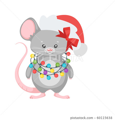 New year mouse with garland 60115638