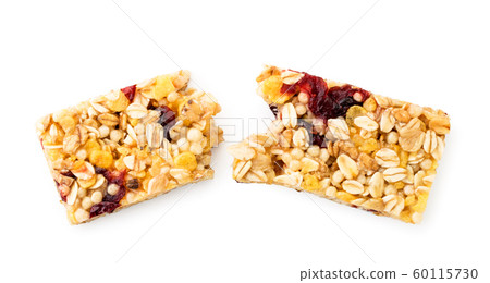 Diet bar broken in half on a white. The view of Diet bar broken in half on a white. The view of 60115730