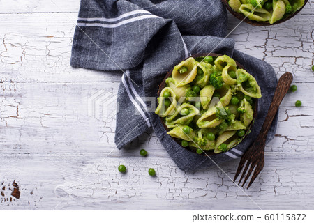 Vegan pasta with green sauce Vegan pasta with green sauce 60115872