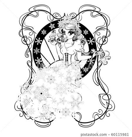 Kawaii snow queen lineart Kawaii snow queen lineart 60115981