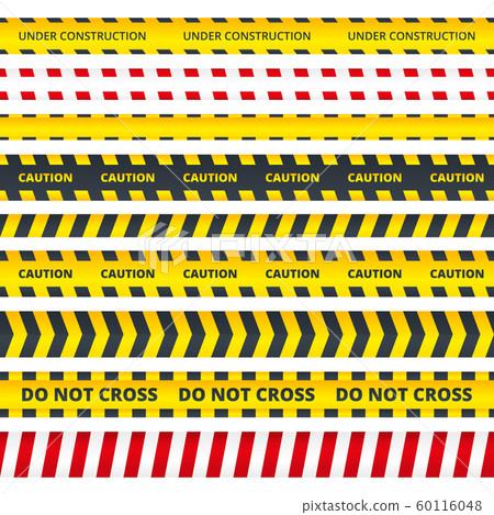 Caution stripe. Danger or attention messages security police crime scene signs vector pattern 60116048