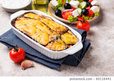 Traditional Greek moussaka with aubergine 60116441