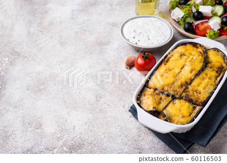 Traditional Greek moussaka with aubergine Traditional Greek moussaka with aubergine 60116503