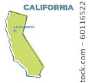 Doodle map of California state of USA. 60116522