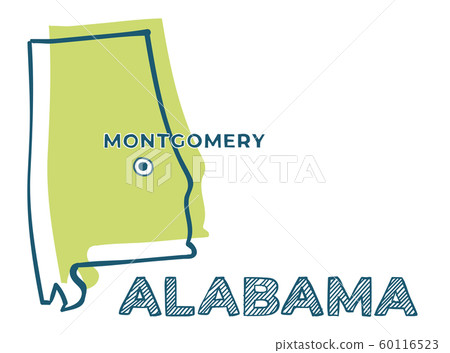Doodle map of Alabama state of USA. Doodle map of Alabama state of USA. 60116523