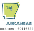 Doodle map of Arkansas state of USA. 60116524