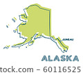 Doodle map of Alaska state of USA. 60116525