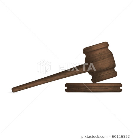 Wooden judge hammer and stand, vector 60116532