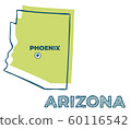 Doodle map of Arizona state of USA. 60116542