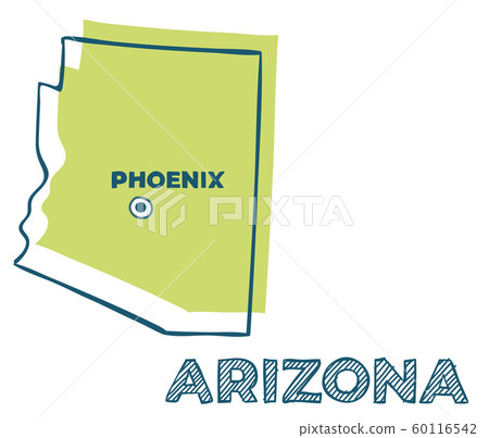 Doodle map of Arizona state of USA. Doodle map of Arizona state of USA. 60116542