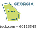Doodle vector map of Georgia state of USA 60116545