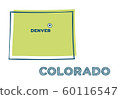 Doodle vector map of Colorado state of USA. 60116547