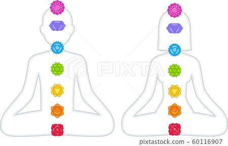 Chakras on male and female body 60116907