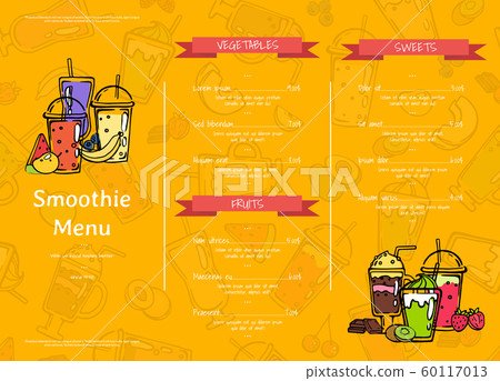 Vector doodle smoothie cafe or restaurant menu template illustration Vector doodle smoothie cafe or restaurant menu template illustration 60117013